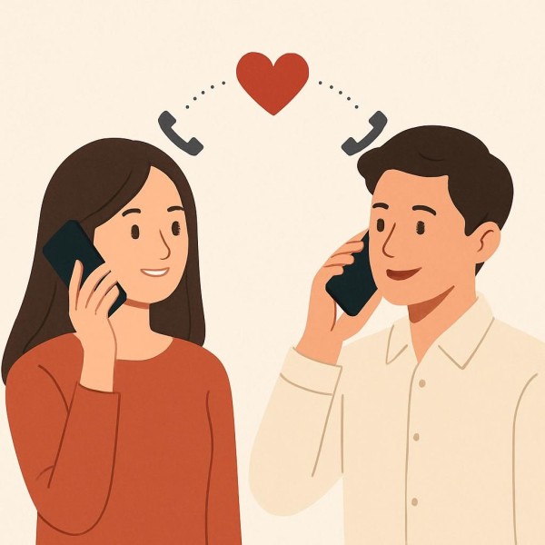 전화로 소통하는 연인